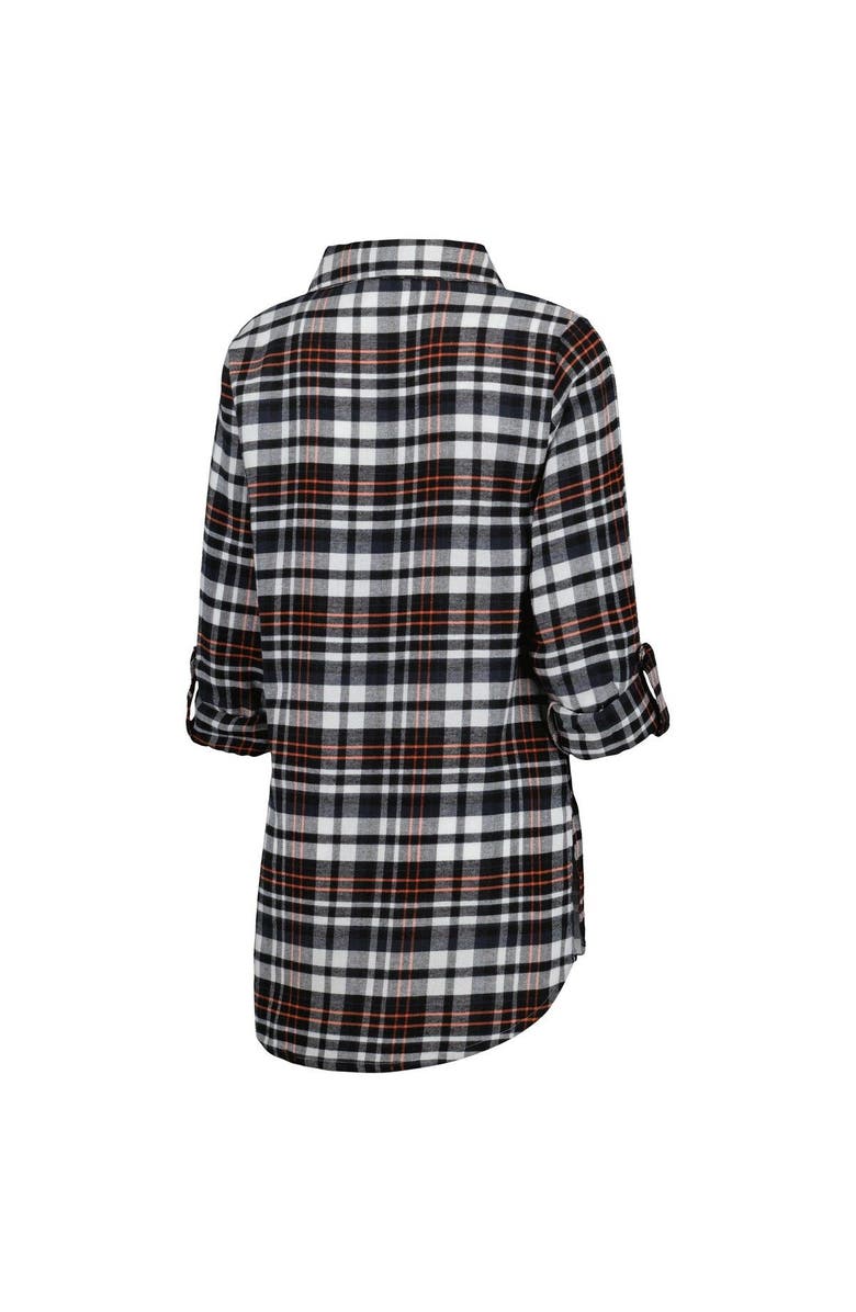 CONCEPTS SPORT Women's Concepts Sport Black Philadelphia Flyers Mainstay Flannel Full-Button Long Sleeve Nightshirt, Alternate, color, Black