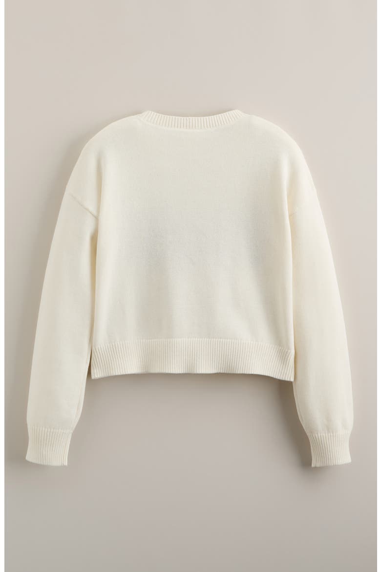 Kids' Intarsia Knit Sweater, Alternate, color, IVORY- PURPLE BLOOM-BLUE PARIS