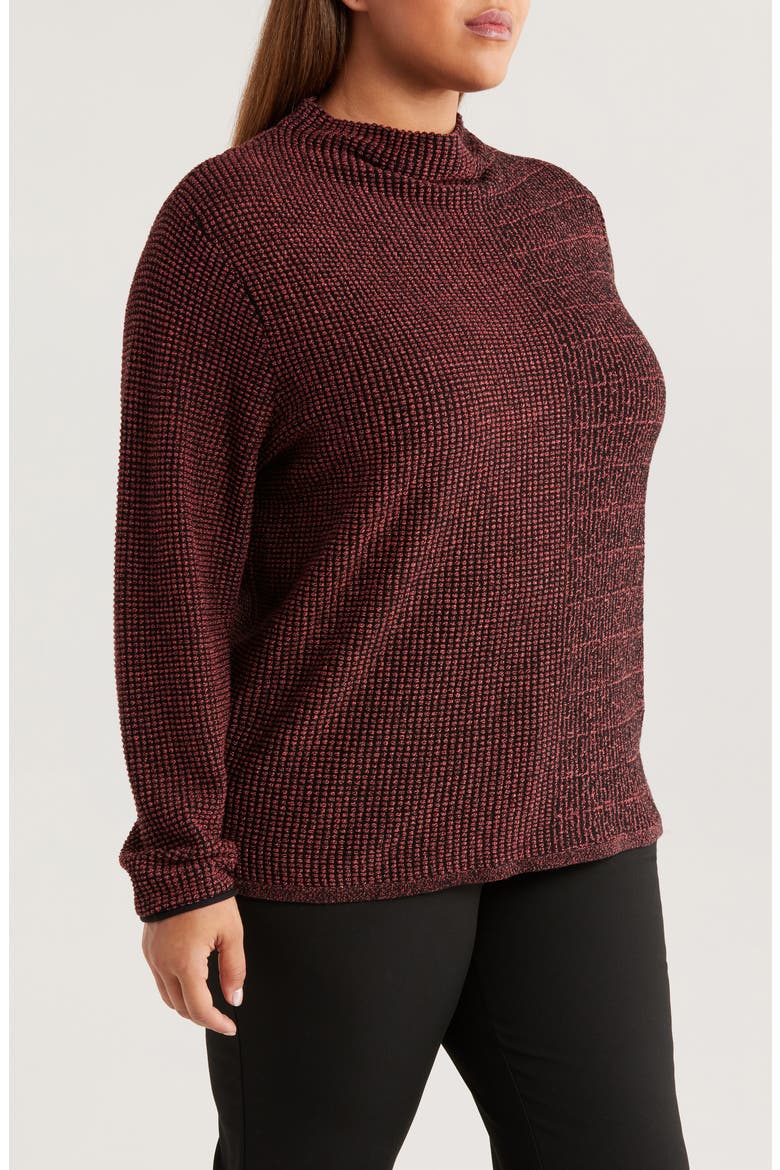 Pixel Knit Funnel Neck Sweater, Alternate, color, RED MIX