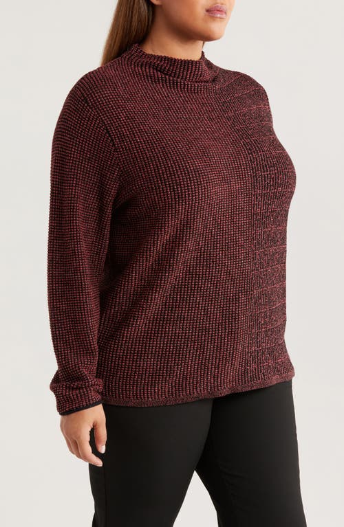 Nic + Zoe Nic+zoe Pixel Knit Funnel Neck Sweater In Brown