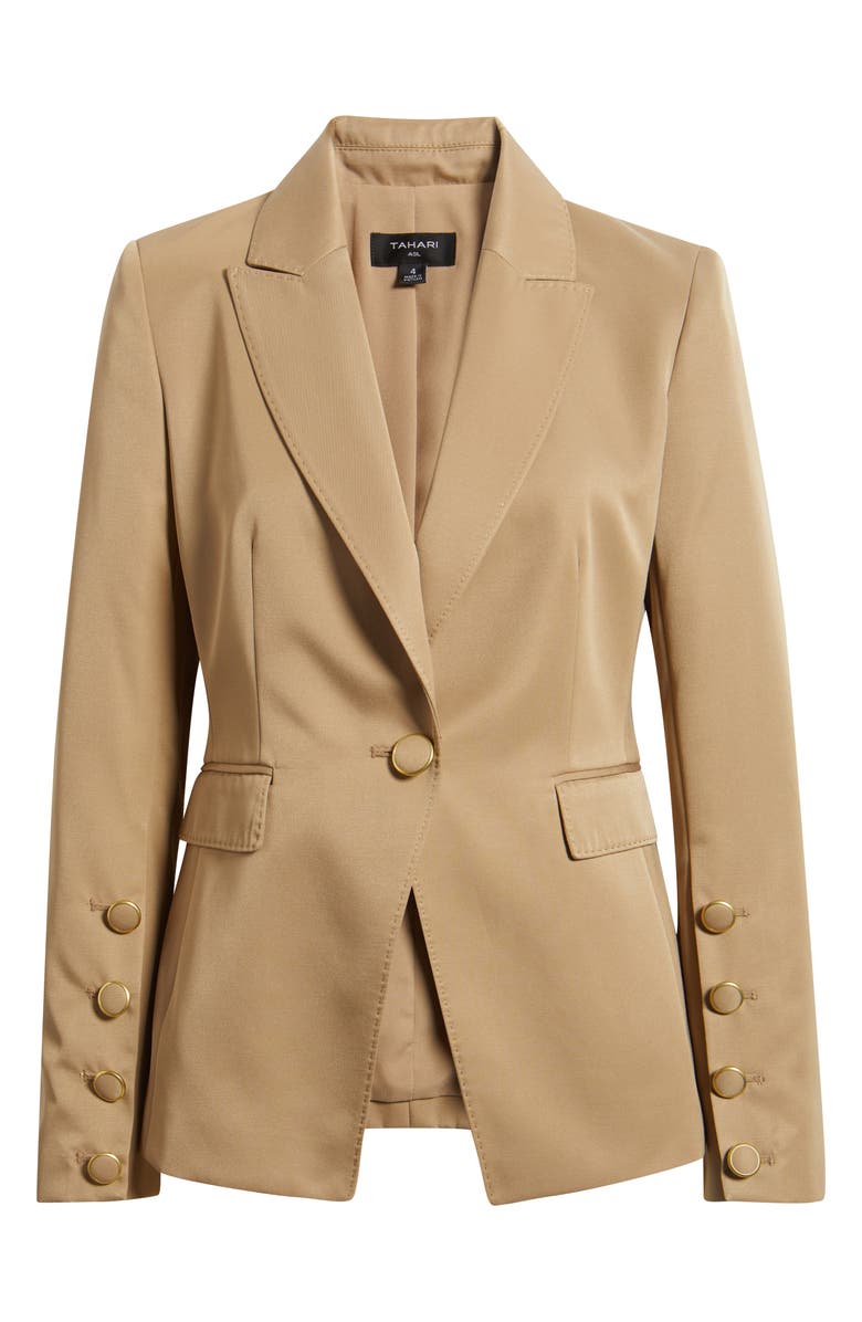 Tahari ASL One-Button Jacket, Main, color, Khaki