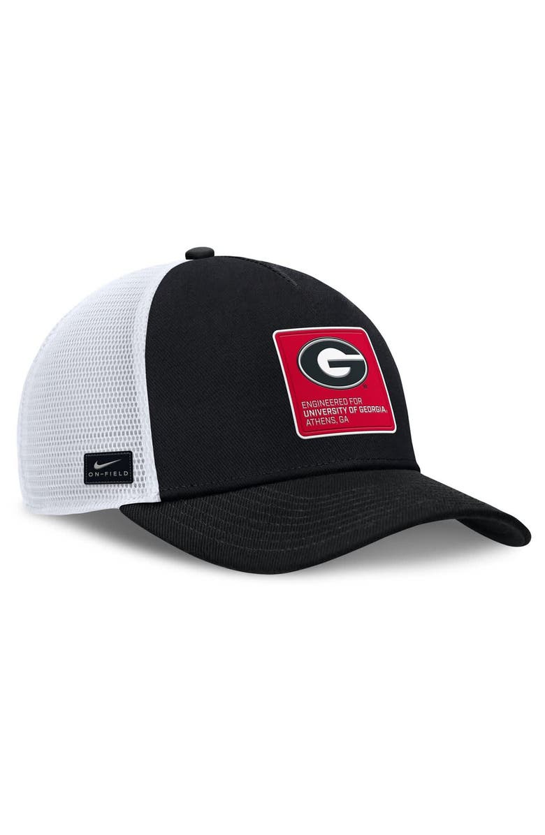 Nike Men's Nike  Black/White Georgia Bulldogs 2025 On-Field Rise Engineered Trucker Adjustable Hat, Alternate, color, 