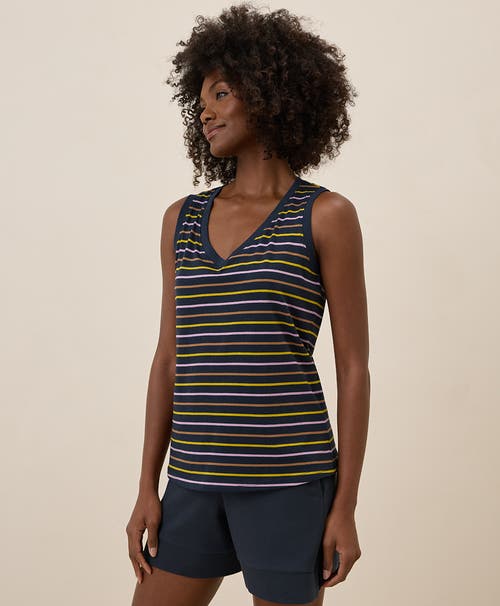 Pact Organic Cotton Softspun V-neck Tank In La Jolla Stripe