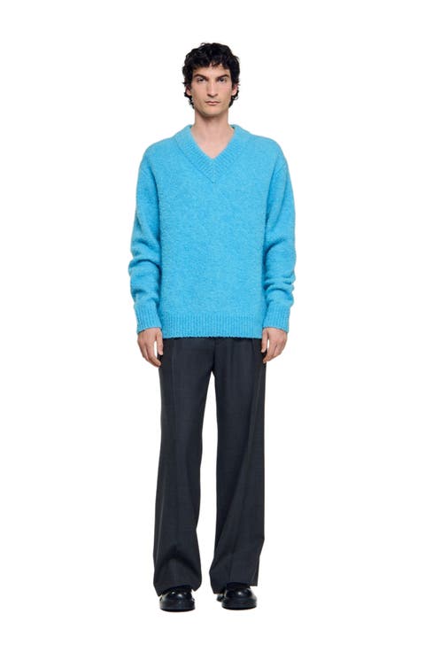 V-neck long-sleeve sweater