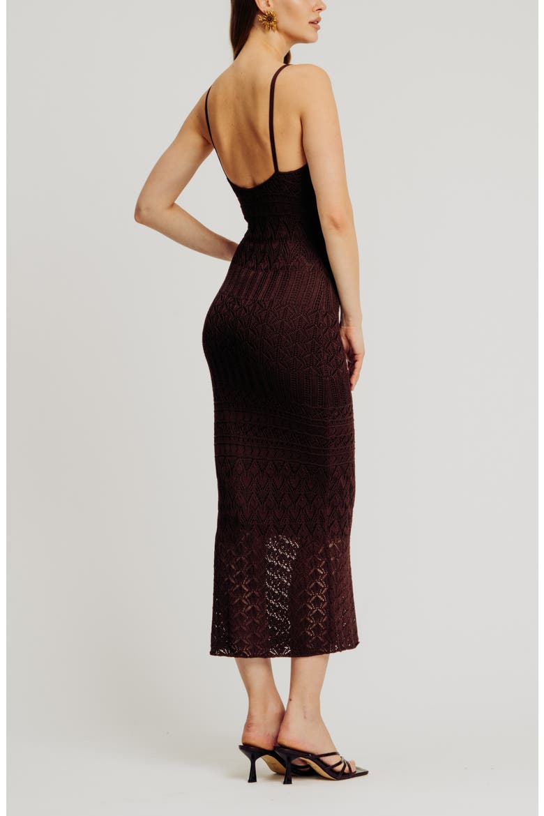 Vanessa Pointelle Body-Con Dress, Alternate, color, COCOA