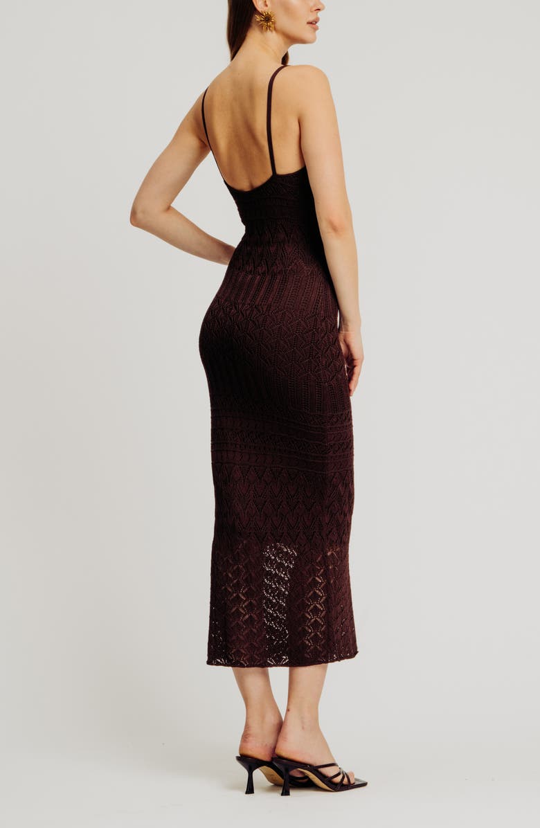 Torn by Ronny Kobo Vanessa Pointelle Body-Con Dress, Alternate, color, Cocoa