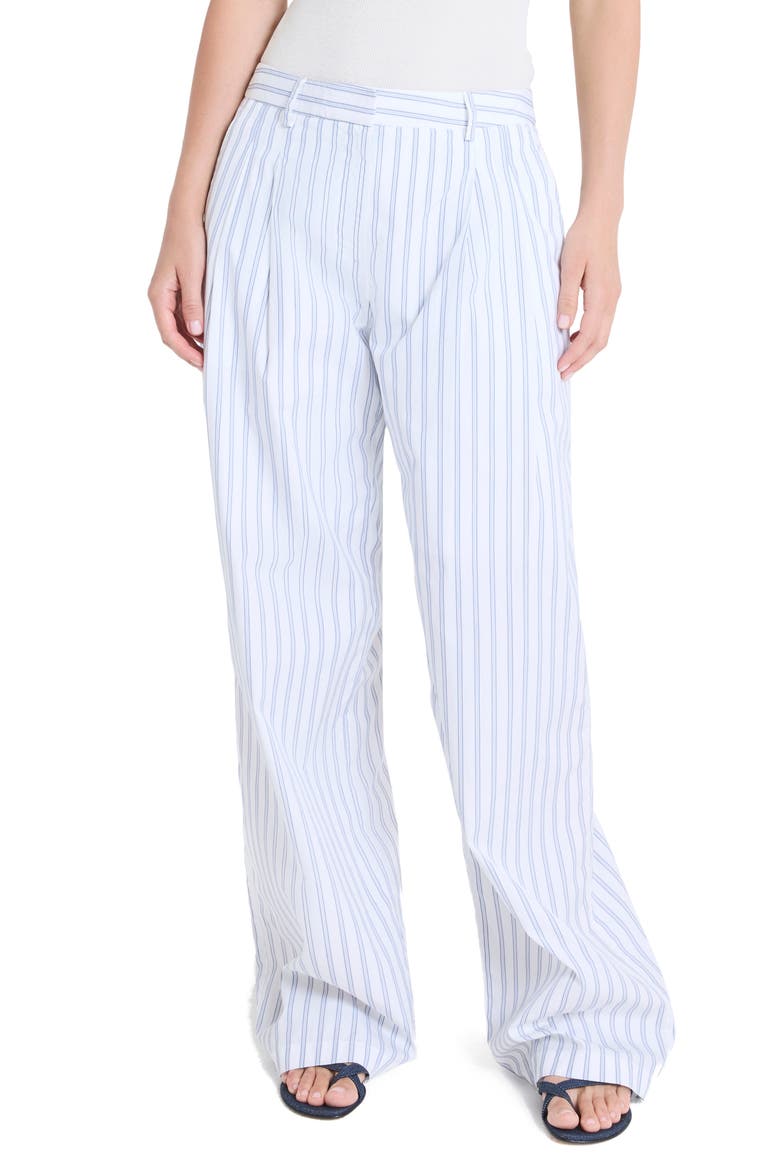 Sulli Ticking Stripe Cotton Pants, Main, color, WHITE / MIDNIGHT