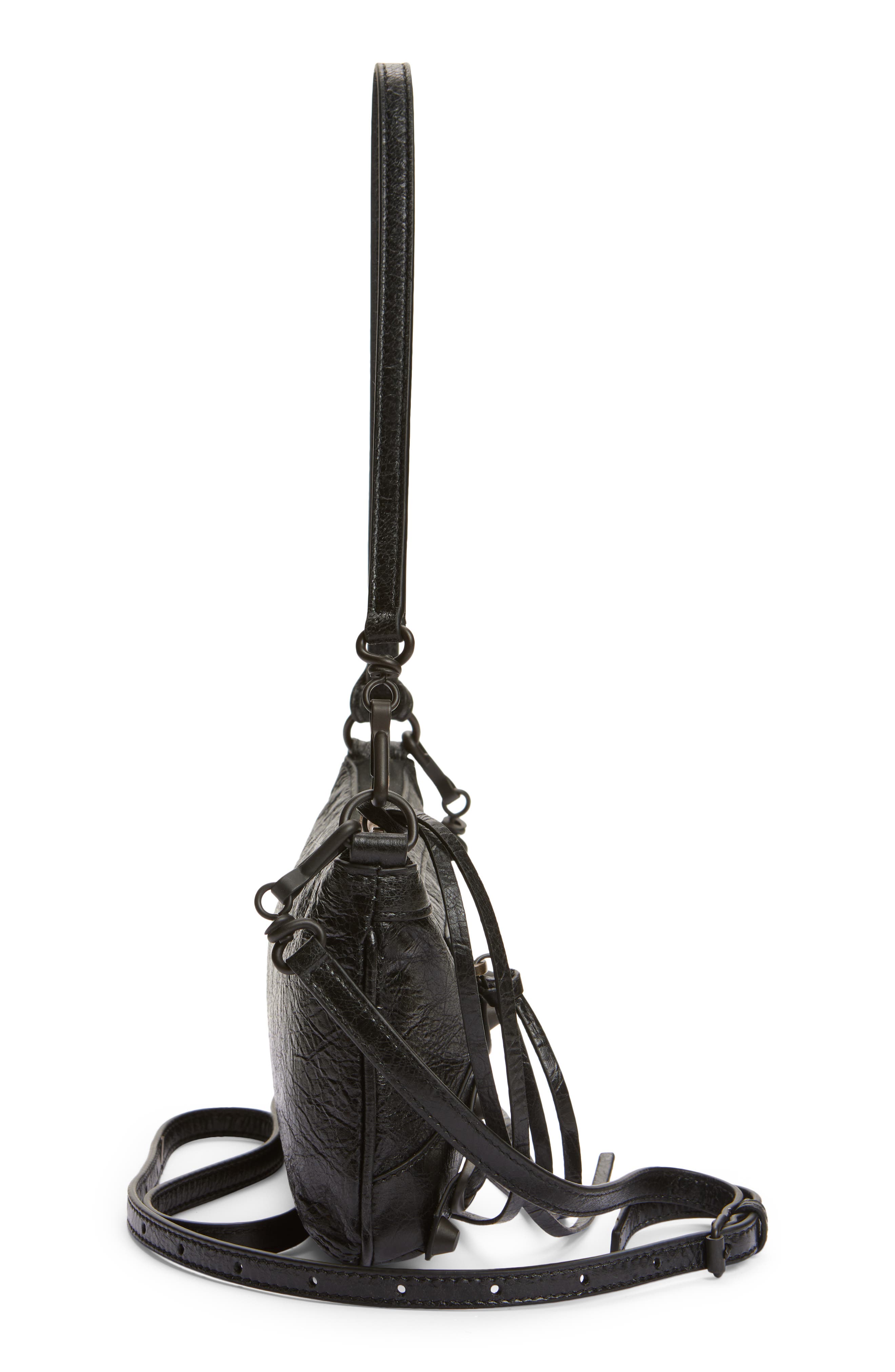 Balenciaga Le City Leather Pouch on a Strap, Alternate, color, Black
