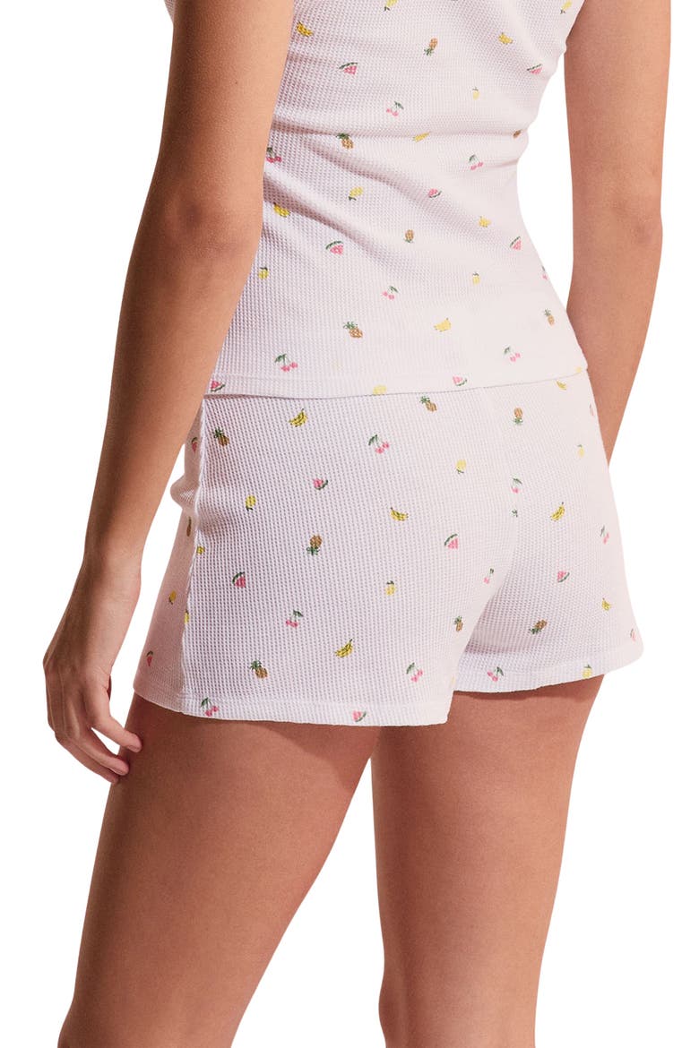 Rives Fruit Print Waffle Knit Cotton Sleep Shorts, Alternate, color, WHITE