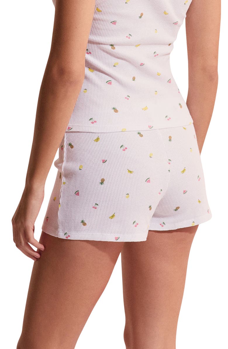 Etam Rives Fruit Print Waffle Knit Cotton Sleep Shorts, Alternate, color, White