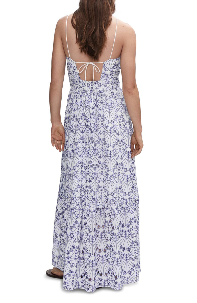 MANGO Embroidered Halter Neck Maxi Dress, Alternate, color, Blue
