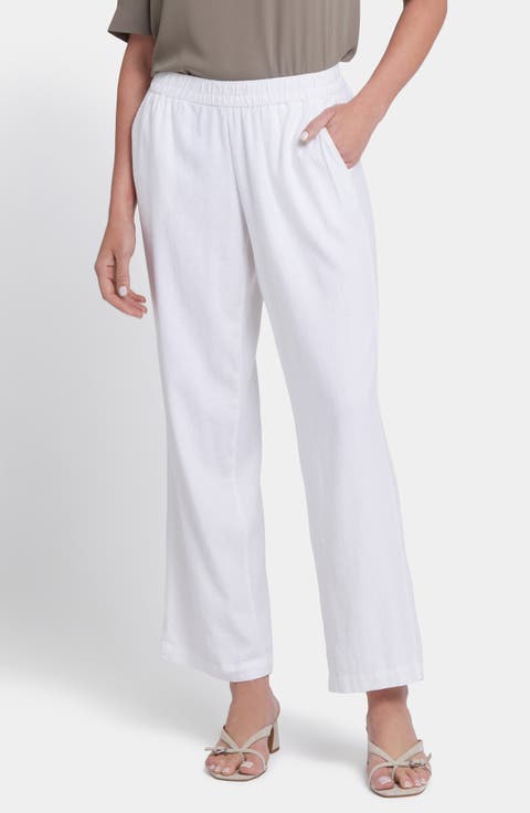 Relaxed Drawstring Linen Blend Pants