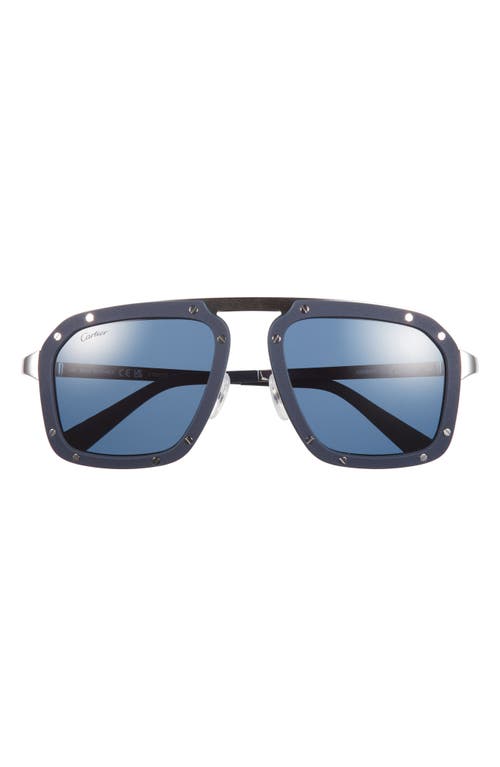 Cartier 55mm Polarized Navigator Sunglasses In Blue