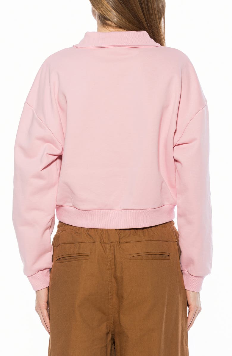 Alexia Admor Kario Crop Polo Sweatshirt, Alternate, color, Pink