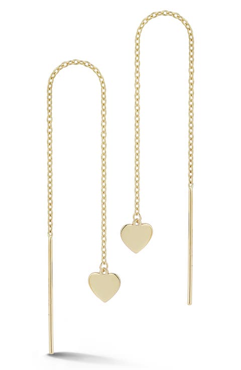 Heart Chain Threader Drop Earrings