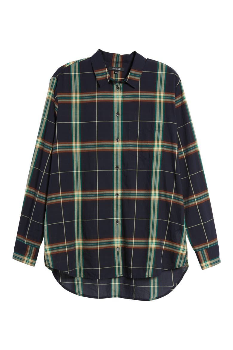 Oversize Ex-Boyfriend Plaid Shirt, Alternate, color, JADE GREEN