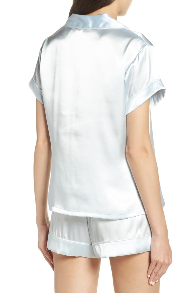 Bride/Bridesmaid/Mrs Satin Short Pajamas, Alternate, color, BLUE- THE MRS.