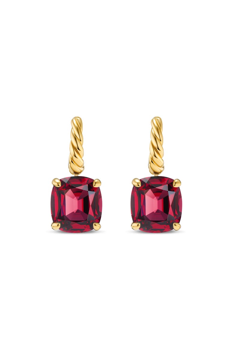 Marbella Stone Drop Huggie Hoop Earrings, Alternate, color, 18K YELLOW GOLD/ GARNET