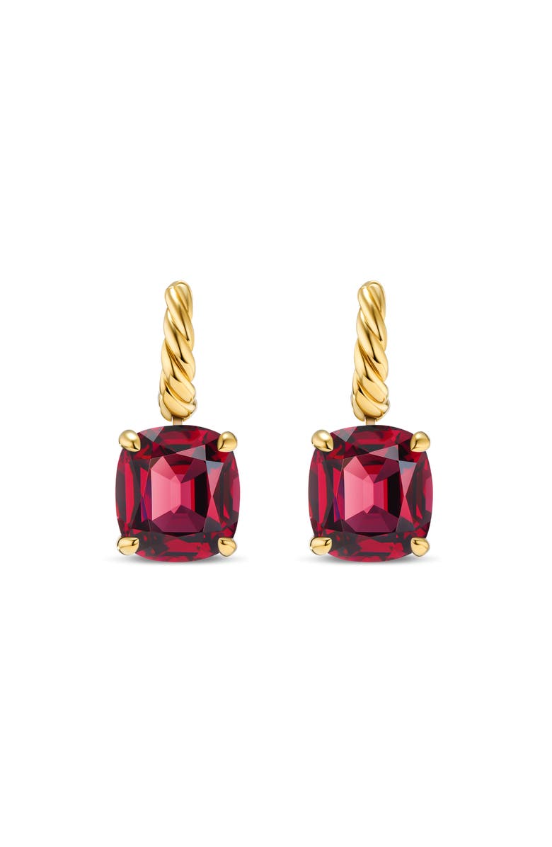 David Yurman Marbella Stone Drop Huggie Hoop Earrings, Alternate, color, 18K Yellow Gold/ Garnet