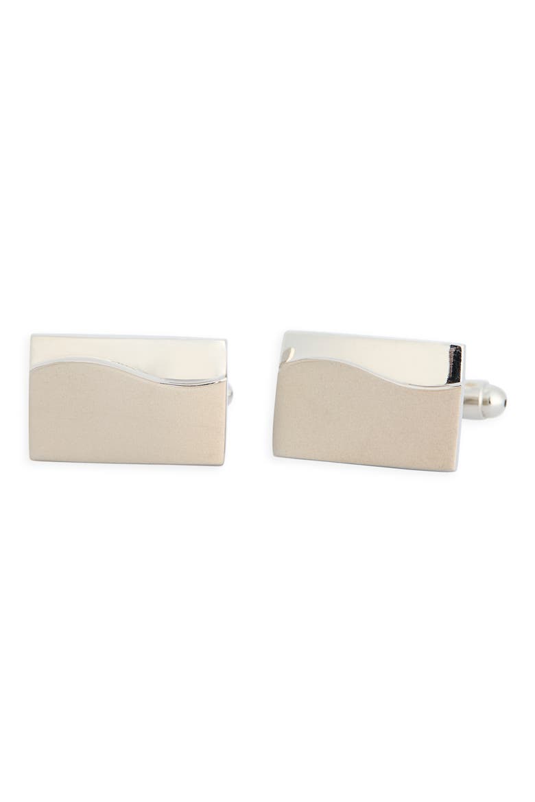 Wave Cuff Links, Main, color, SILVER