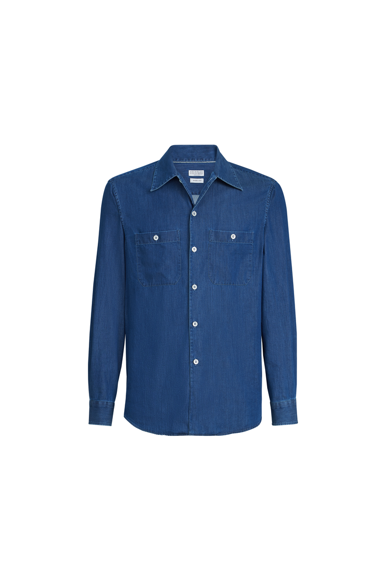Lightweight denim shirt, Alternate, color, Dark Denim