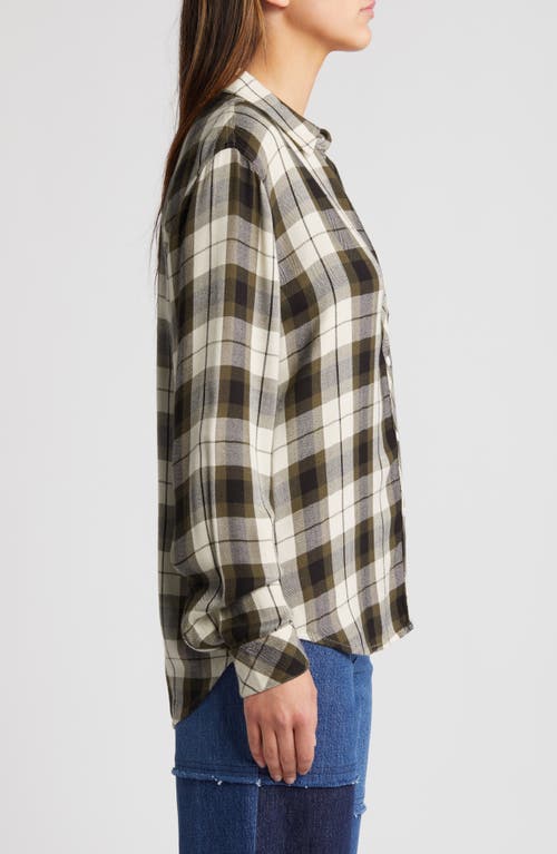 Rails Hunter Plaid Herringbone Button-up Shirt In Ivory Olive Ash