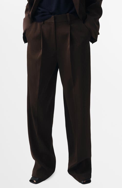 Mango Pleat Front Straight Leg Pants In Brown