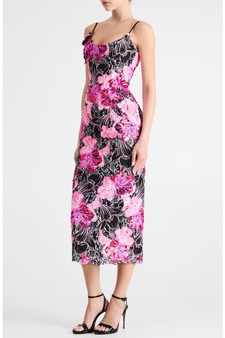 Emilia Sequin Sleeveless Midi Dress, Alternate, color, BLACK/ PINK