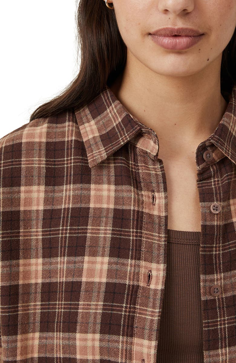 Cotton On Plaid Brushed Cotton Flannel Button-Up Shirt, Alternate, color, 