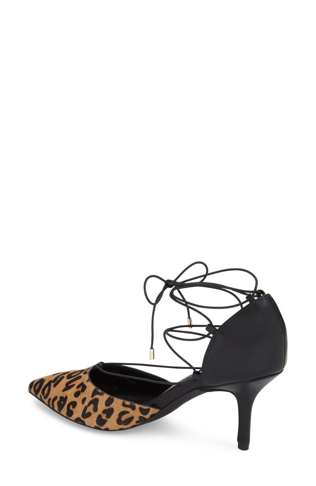 Topshop 'Jessica' Genuine Calf Hair Leopard Print Ghillie Pump, Alternate, color, 