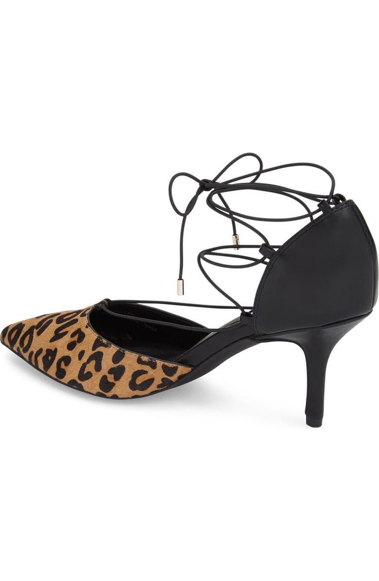 Topshop 'Jessica' Genuine Calf Hair Leopard Print Ghillie Pump, Alternate, color,