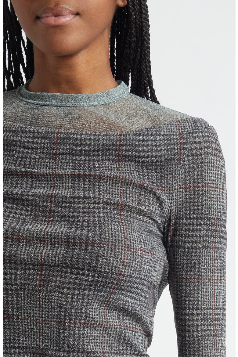 The Prince of Wales Plaid Tulle Top, Alternate, color, LIGHT GREY/ VANILLA/ RED
