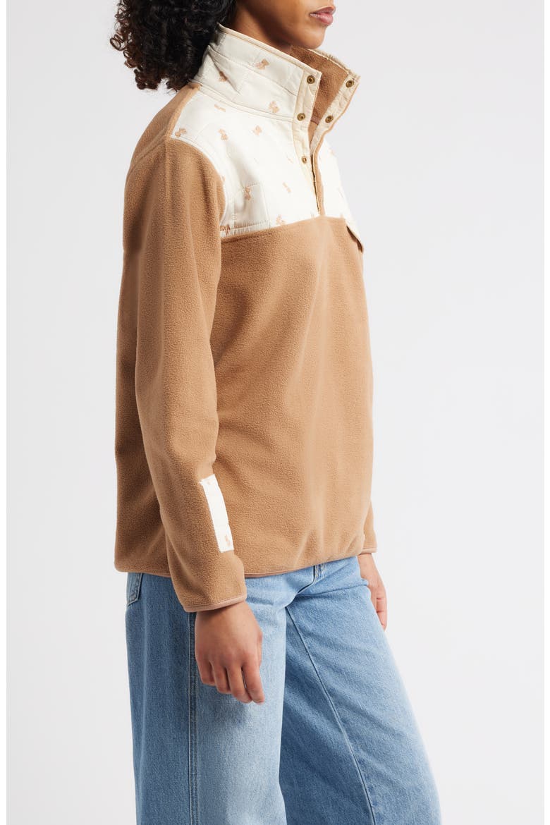 Campy Dreams Fleece Quarter Snap Pullover, Alternate, color, KHAKI