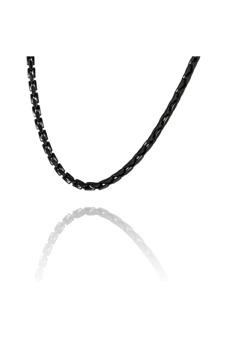 Men's Black Stainless Link 22'' Chain Necklace, Polished Ion-Plated Finish, Main, color, Black