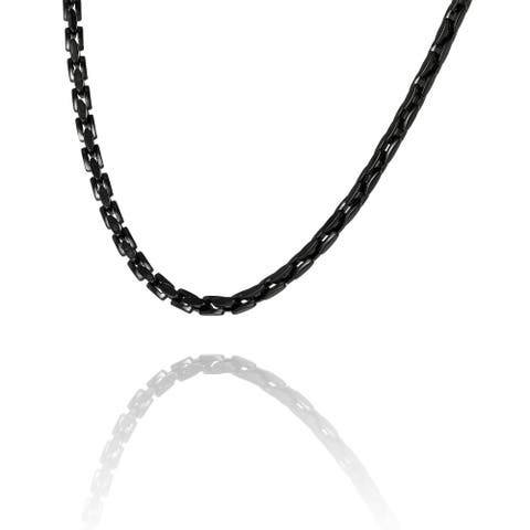 Men's Black Stainless Link 22'' Chain Necklace, Polished Ion-Plated Finish