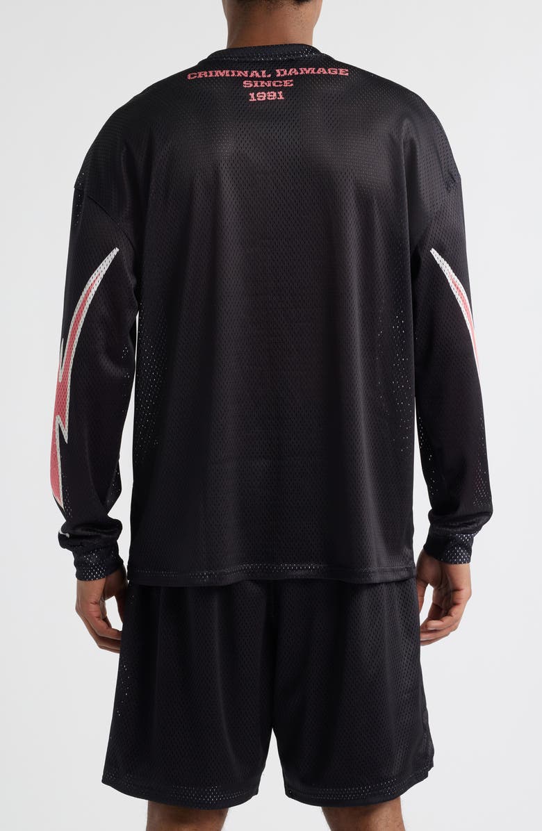 CRIMINAL DAMAGE 91 Mesh Long Sleeve T-Shirt, Alternate, color, Caviar/Coral