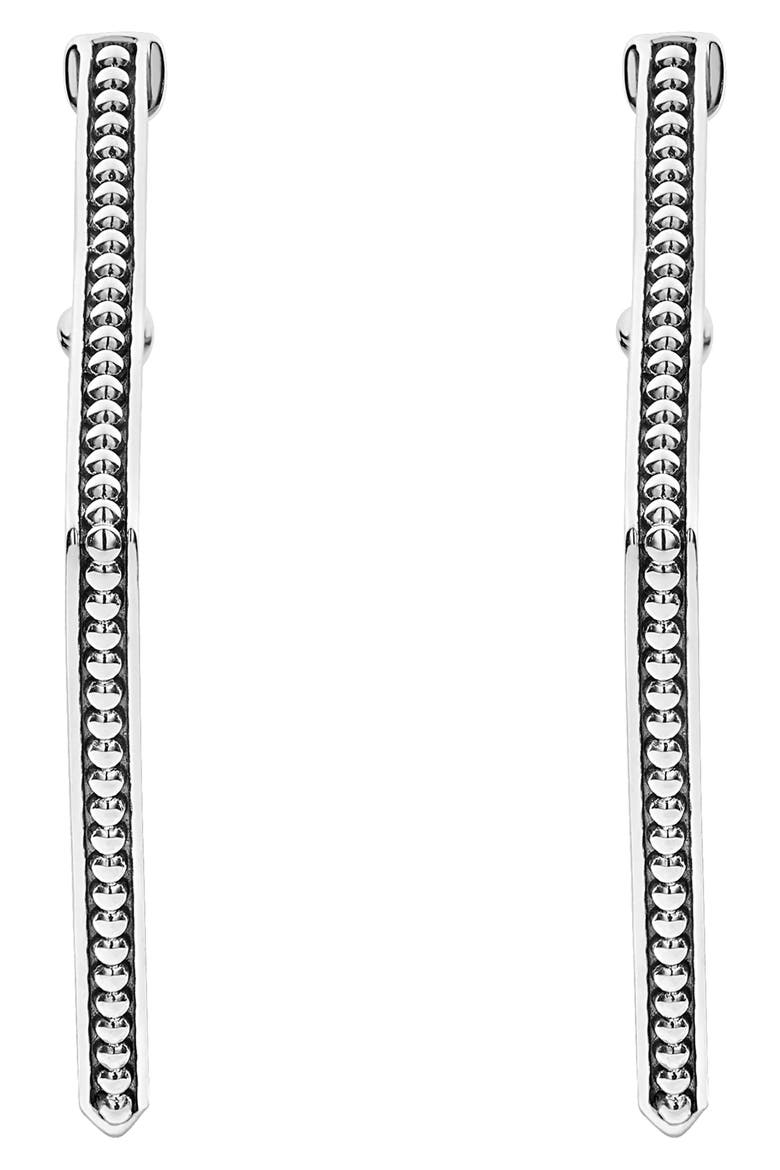 Square Caviar Hoop Earrings, Alternate, color, SILVER