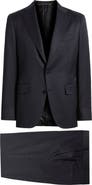 Canali Capri Trim Fit Navy Tonal Plaid Super 130s Wool Suit