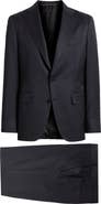 Canali Capri Trim Fit Navy Tonal Plaid Super 130s Wool Suit