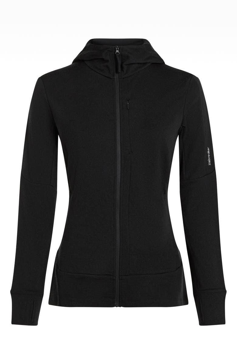 Icebreaker 260 Quantum Merino Wool Hooded Jacket, Alternate, color, Black