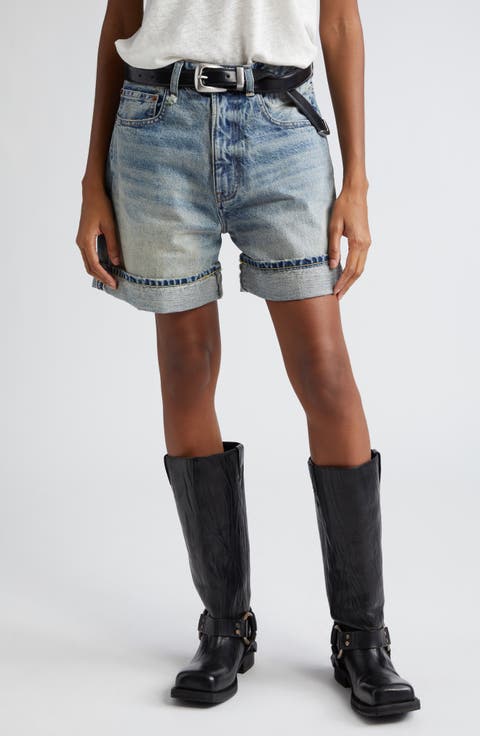 Nina Distressed Cuffed Denim Shorts