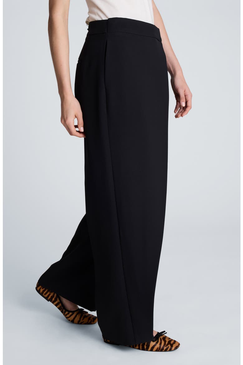 Asymmetrical Crossover Wide Leg Pants, Alternate, color, BLACK