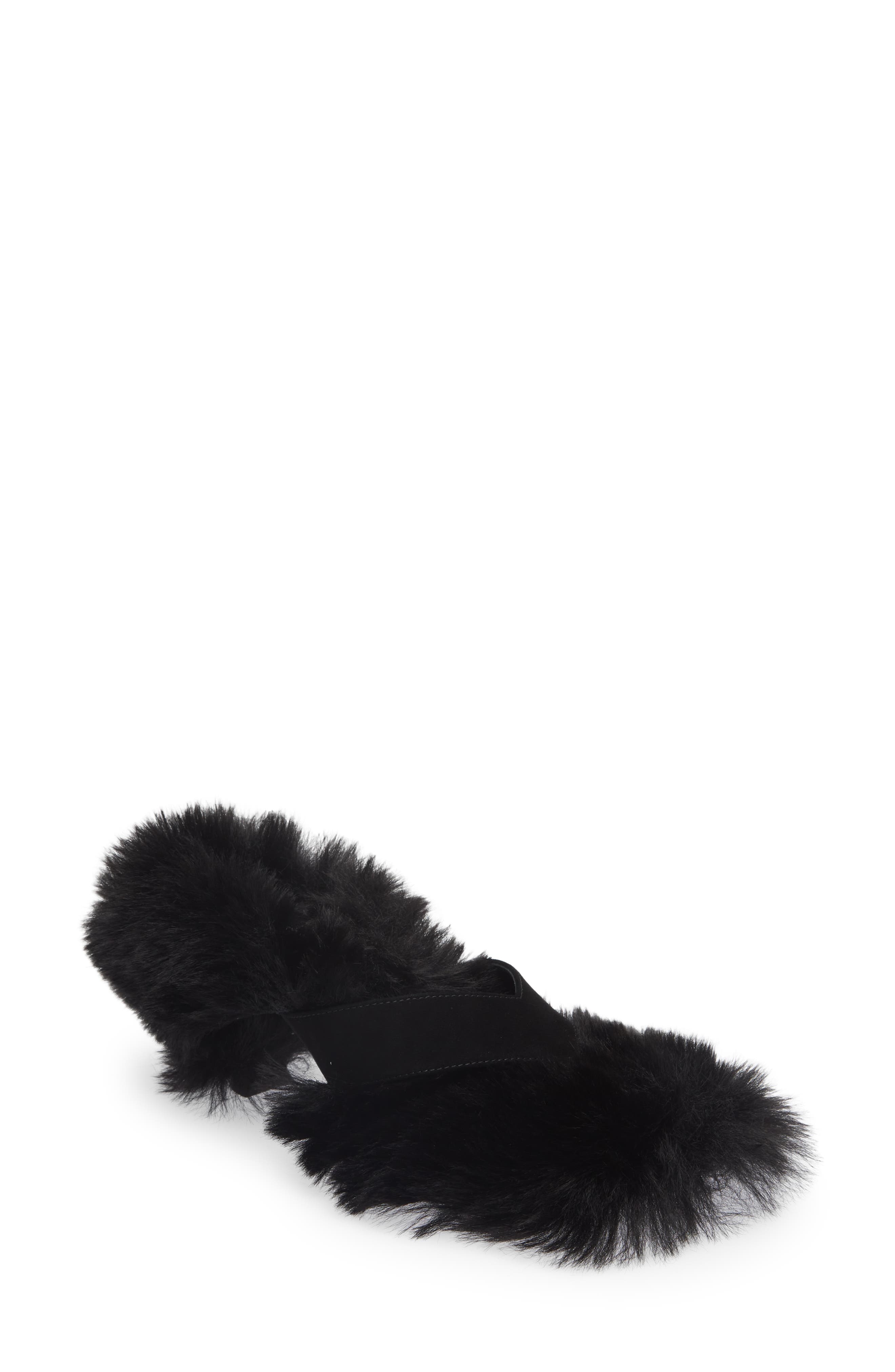Jeffrey Campbell Fluffed Faux Fur Flip Flop, Main, color, 