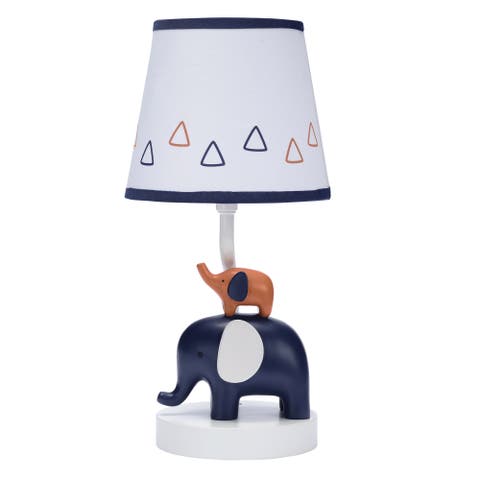 Playful Elephant Nursery Lamp with Shade and Light Bulb