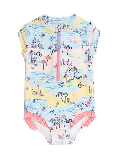 Girls Short Sleeve UPF50+ One Piece Rash Guard (Little Kid)