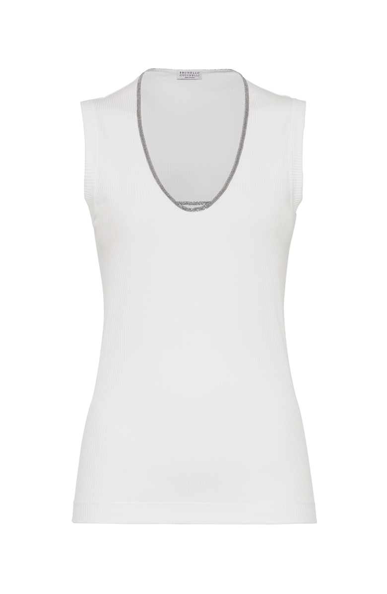 Brunello Cucinelli Ribbed jersey top, Main, color,