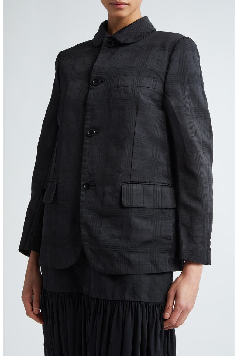 Jacquard Check Blazer, Alternate, color, BLACK