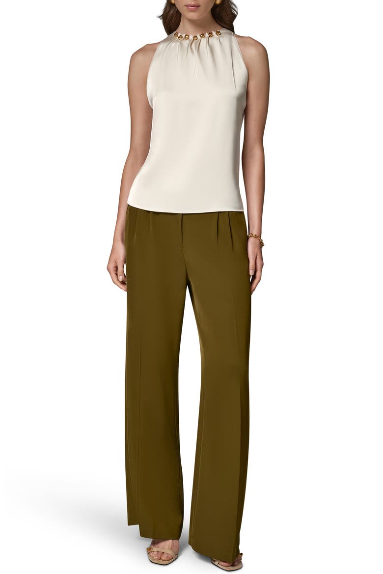 Hardware Neck Satin Blouse, Alternate, color, IVORY