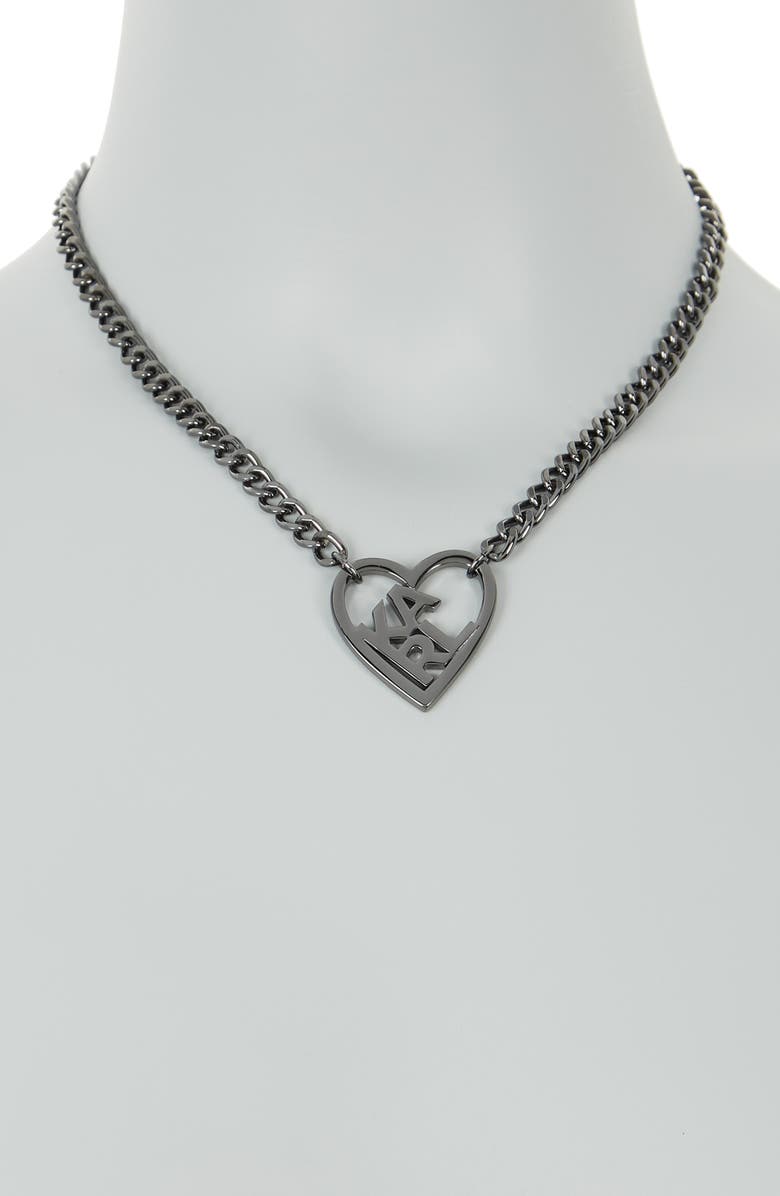 KARL LAGERFELD PARIS Logo Heart Chain Necklace, Alternate, color,