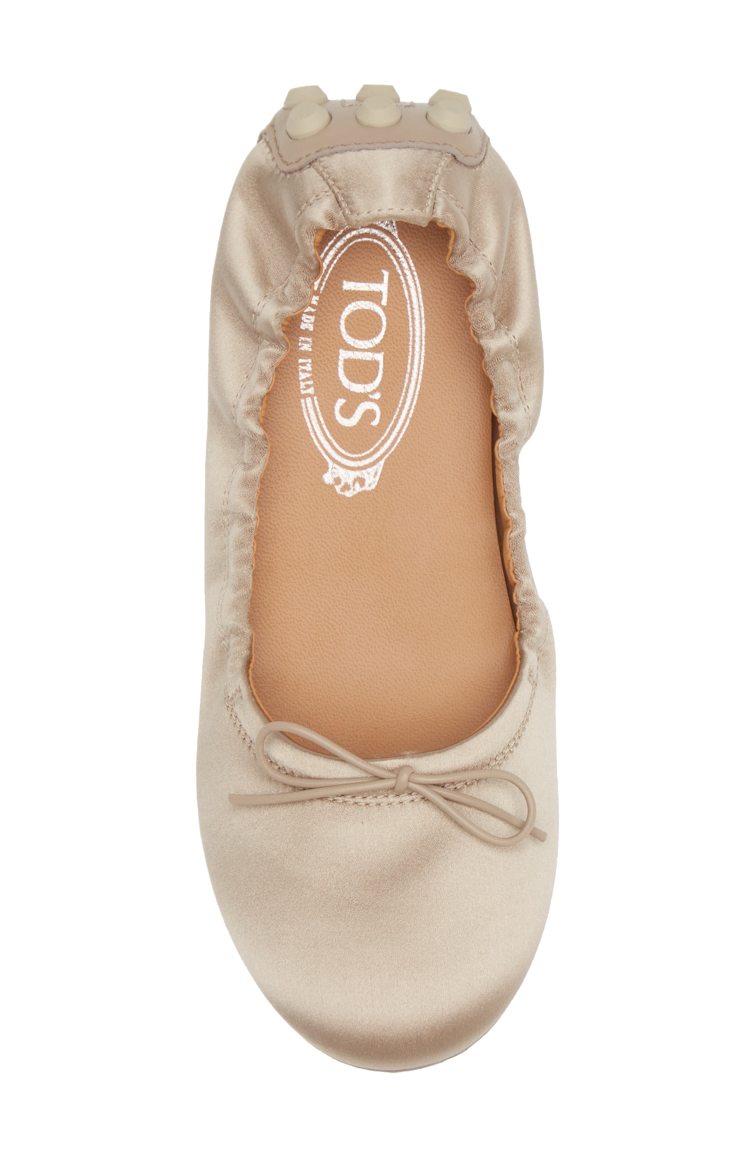 Tod's Gommini Bow Satin Ballet Flat, Alternate, color, 